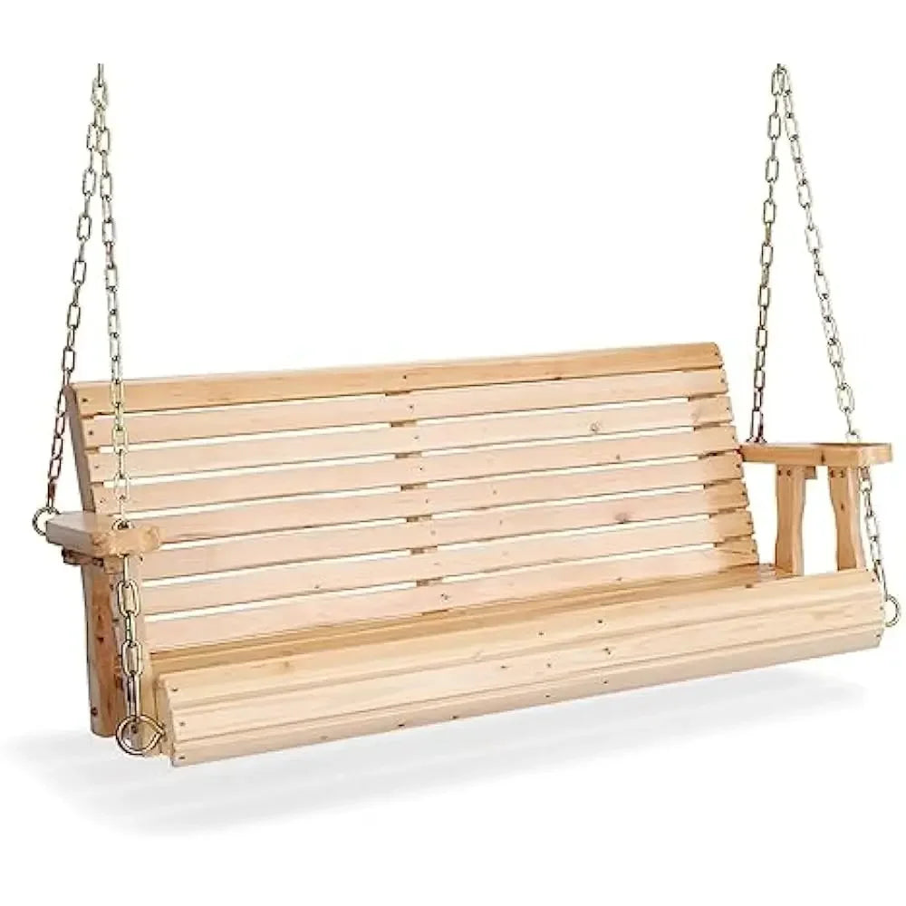 Upgraded wooden porch swings for courtyards and gardens, heavy-duty 880 pound outdoor swing benches with hanging chains