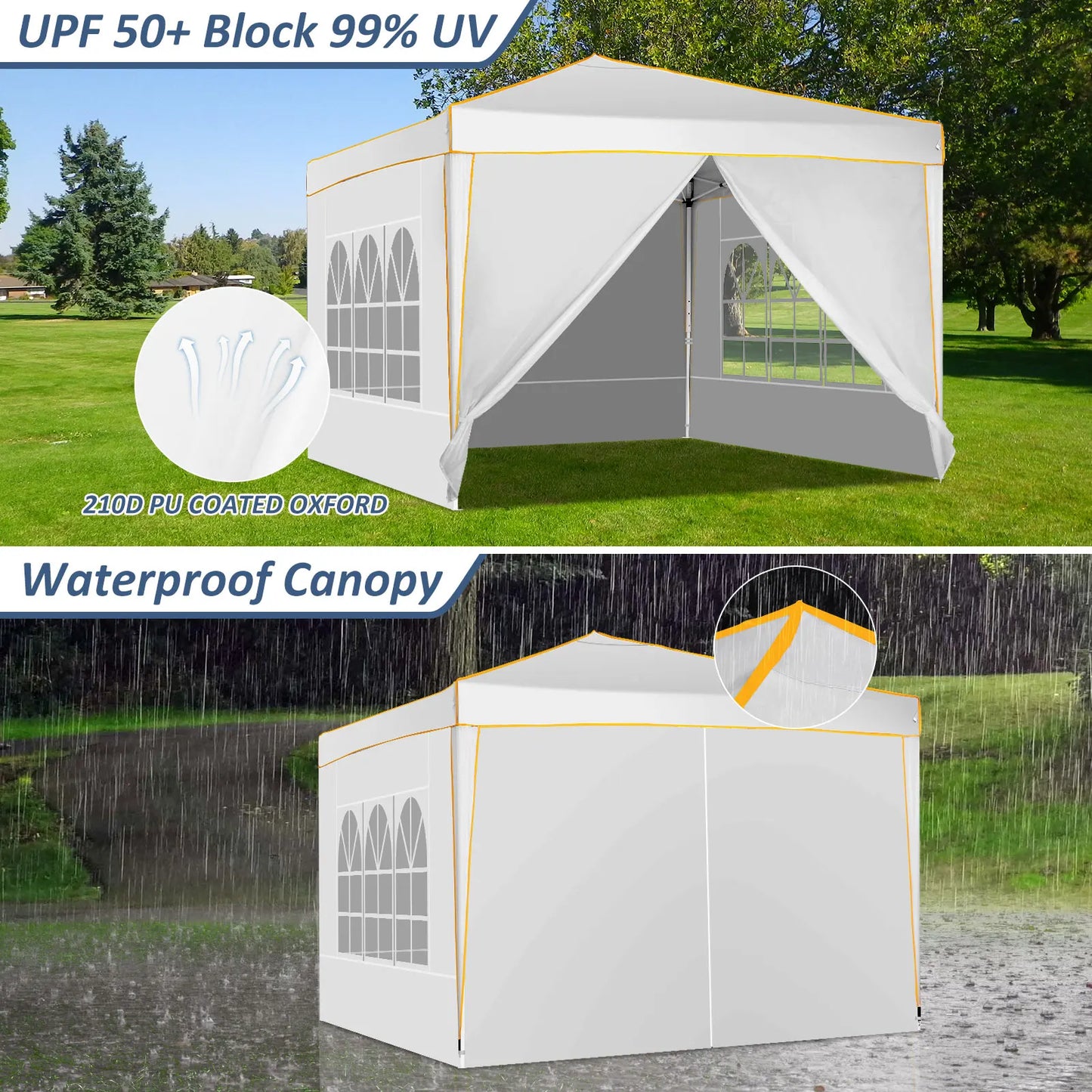 Canopy 10x10 Pop Up Canopy with 4 Removable Sidewalls,10x10 Tent for Parties Waterproof Wedding Event Canopy,Gazebos with Window