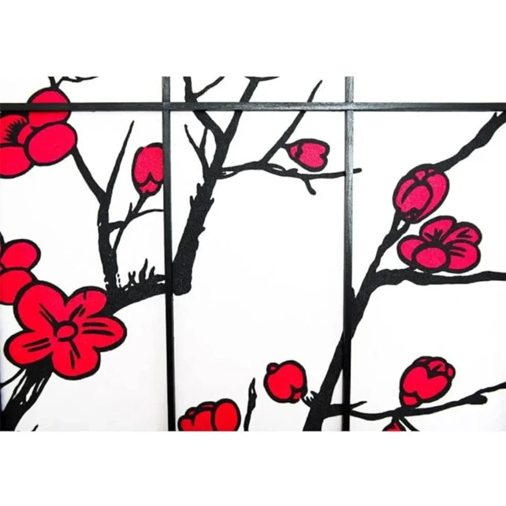 8 Panel Screen & Room Divider, Panel Plum Blossom Design Room Divider, 138"W X 70"H, Room Separator Screen