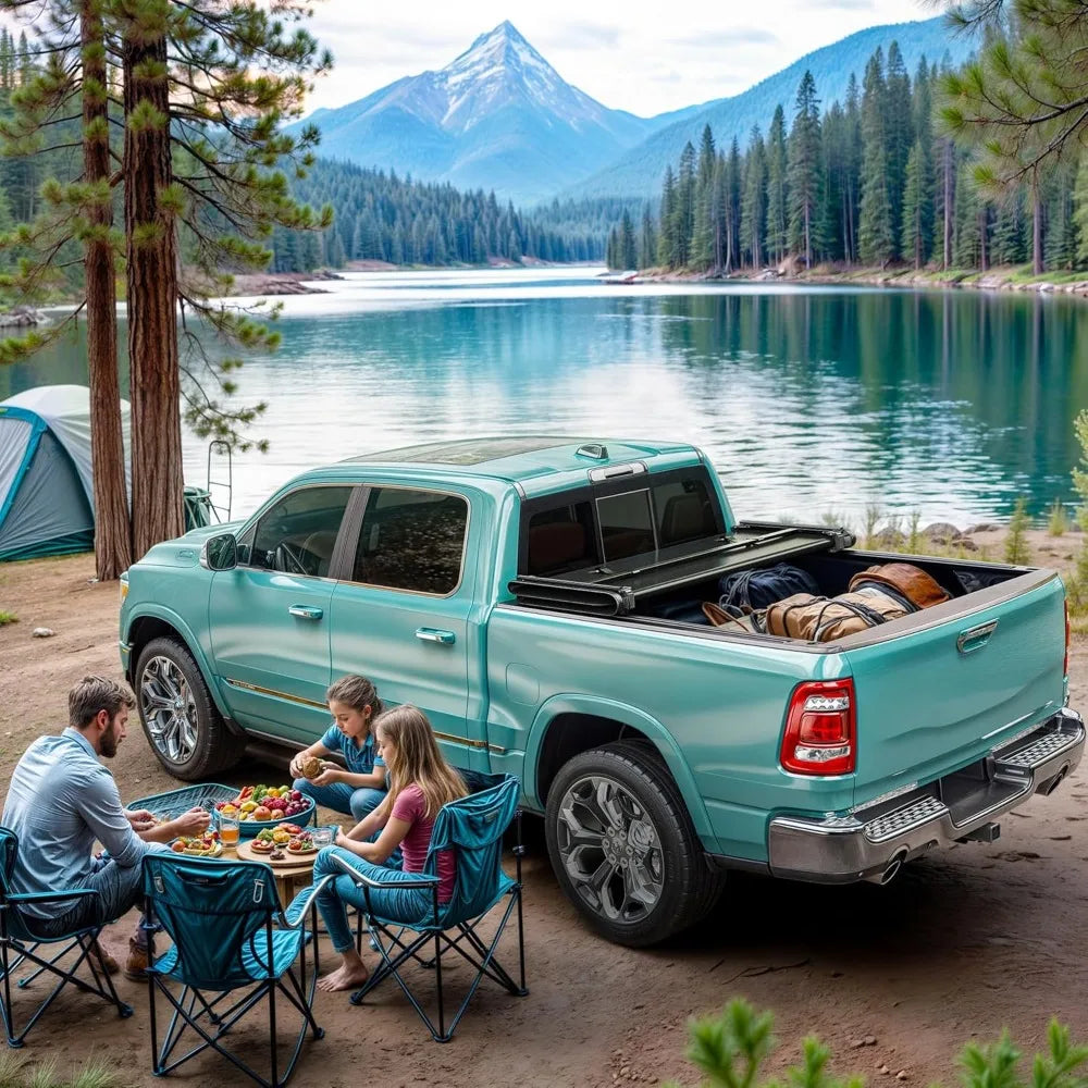 Soft Tri-Fold Truck Bed Tonneau Cover Fit for Tacoma 2024 2025 with Deck Rail System, with 5 ft Bed Excl