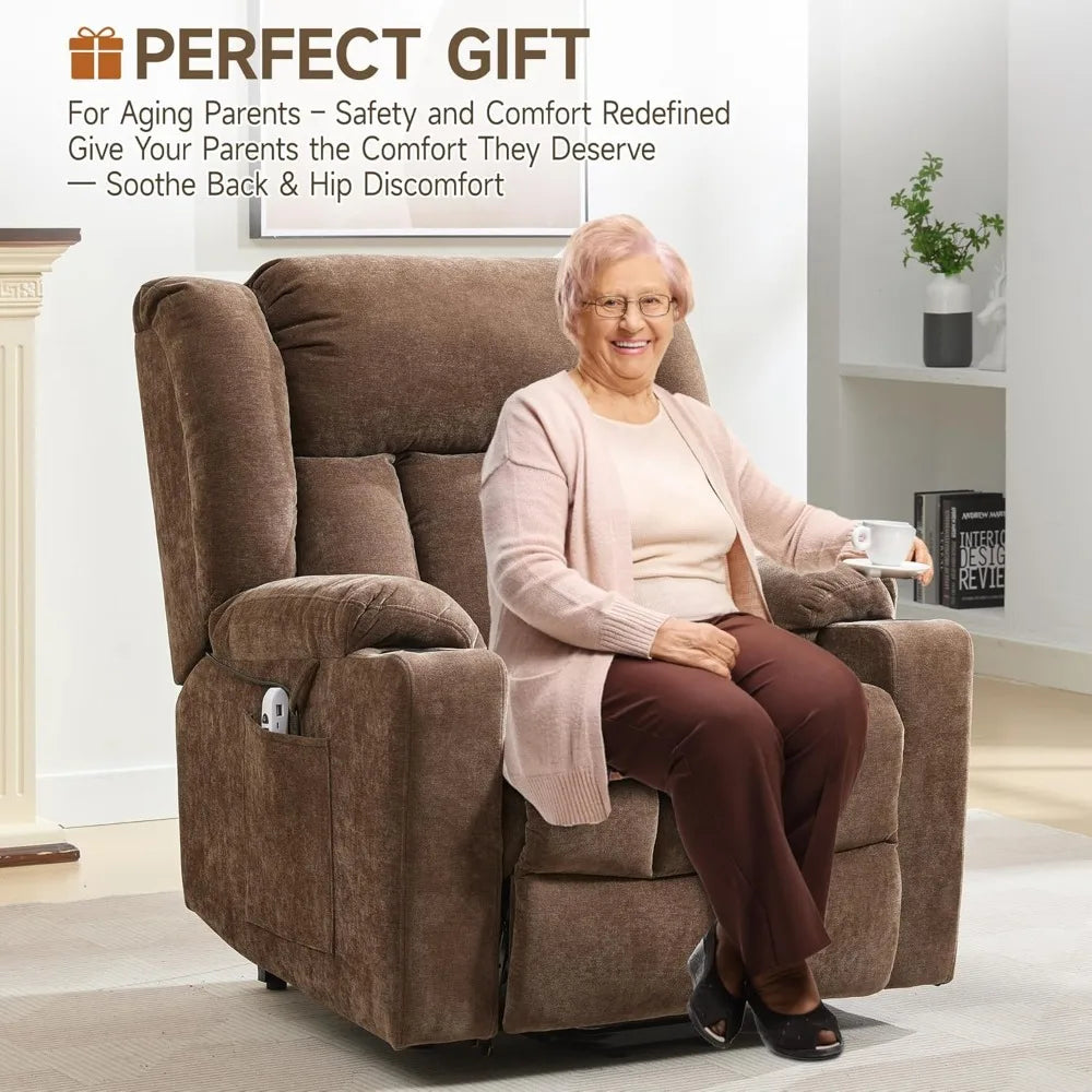 Power Lift Recliner Chair for Elderly, Lift Chair Recliners with Massage & Heat, Electric Lift Chair for Living Room, Bedroom(Br
