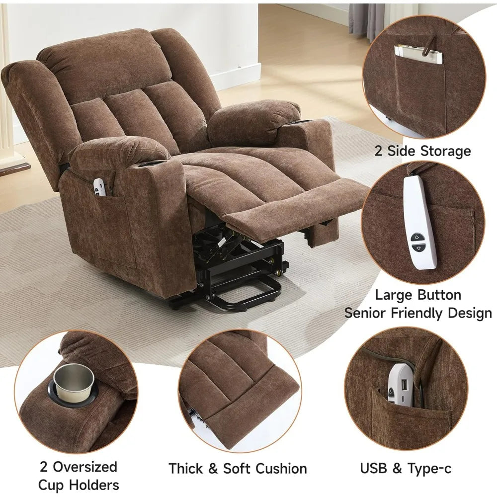 Power Lift Recliner Chair for Elderly, Lift Chair Recliners with Massage & Heat, Electric Lift Chair for Living Room, Bedroom(Br