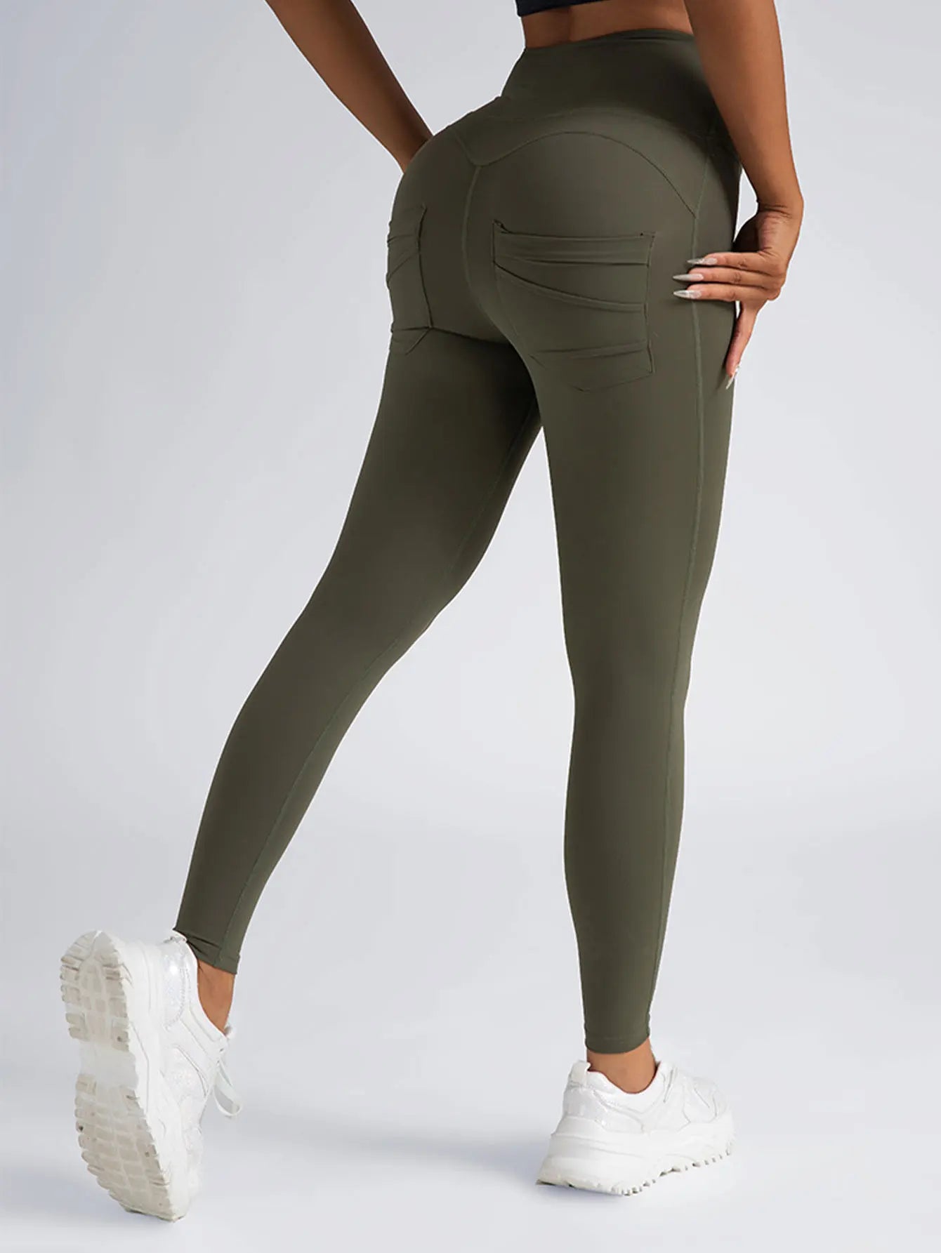 US Local Women's High Waist Yoga Pants Leggings With Pockets,High Waist Tummy Control Non-See Through Workout Pants