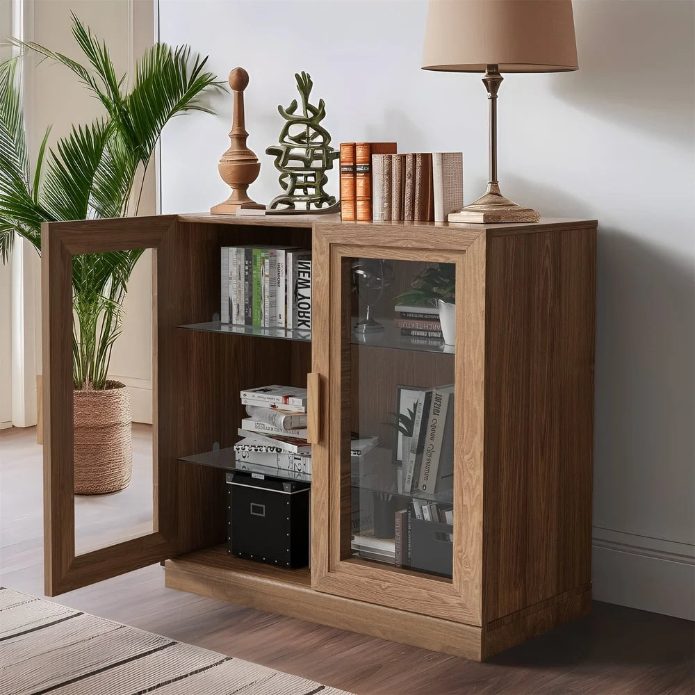 Modern Rectangle Wood Storage Cabinet with Adjustable Shelf Living Room Entryway Bedroom Easy Assembly Waterproof Design