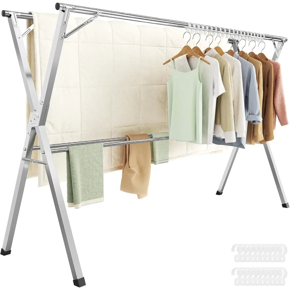 NEW Dove Gray Heavy-Duty Clothes Drying Rack,52.4-78.7 Inches Extendable,Foldable Freestanding Airer,Stainless Steel