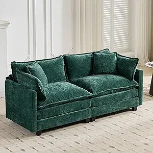 Modular Sectional 2 Seater Cloud Sofa Couch for Living Room,78" Loveseat Couch with Deep Seat,Modern Chenille 2 Seat Sofas,Fluf