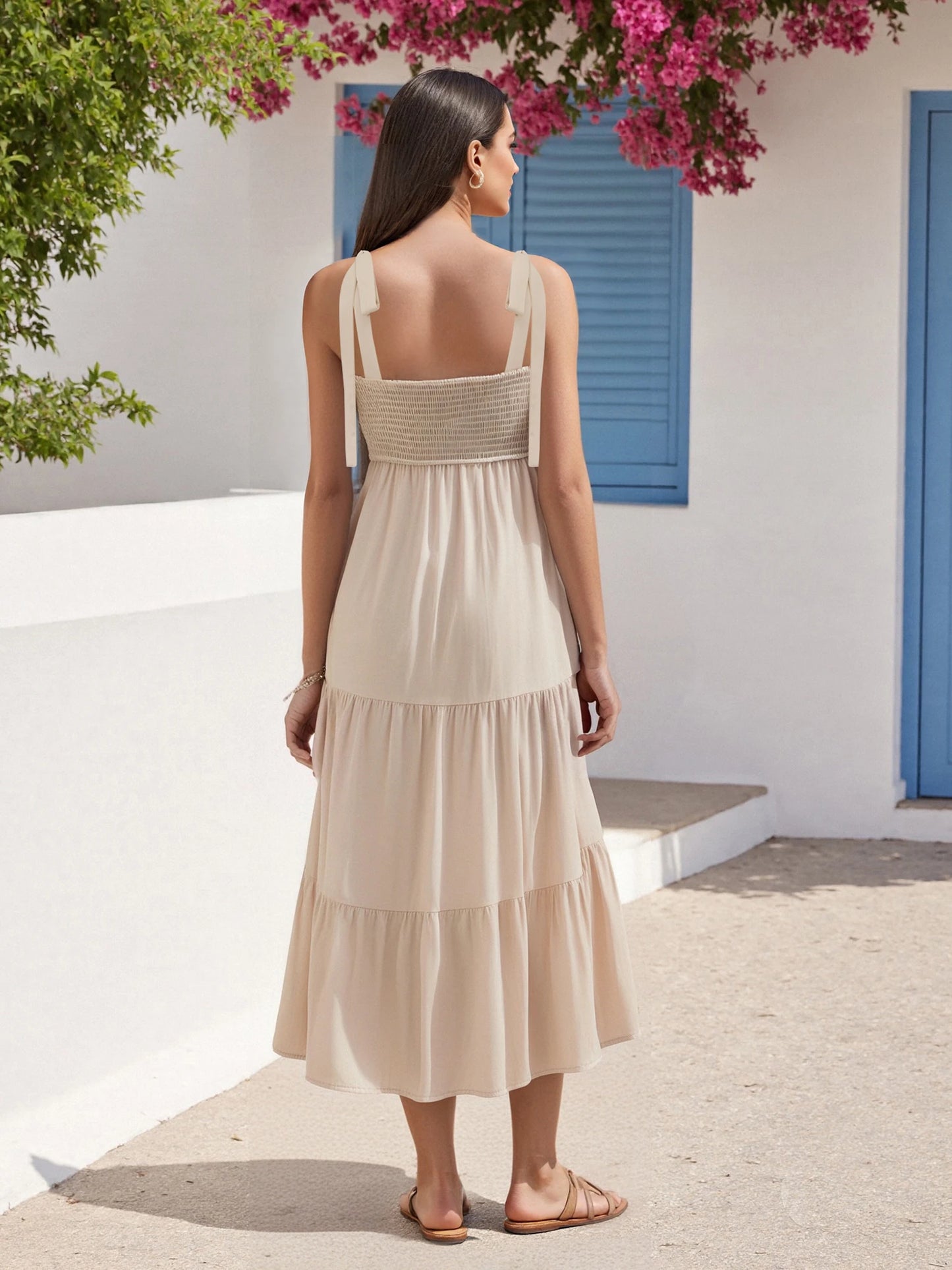 Bohemian Floral Print Off-Shoulder Maxi Dress with Ruffle Hem and Tie Waist Detail for Women Summer Beach Party