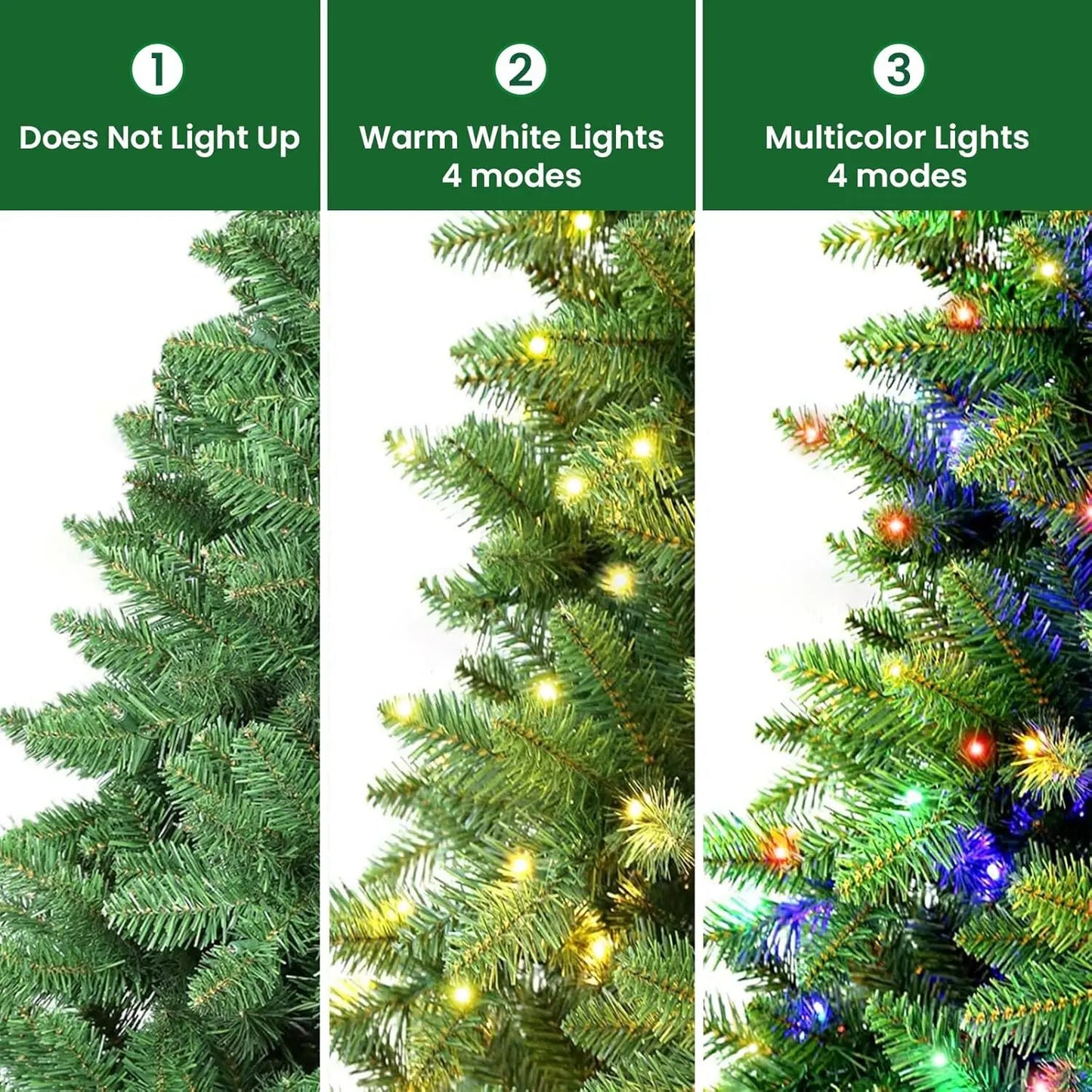 6ft Prelit Premium Artificial Hinged Christmas Tree with Remote Control,Timer, and 330 Warm White & Color LED Changing Lights