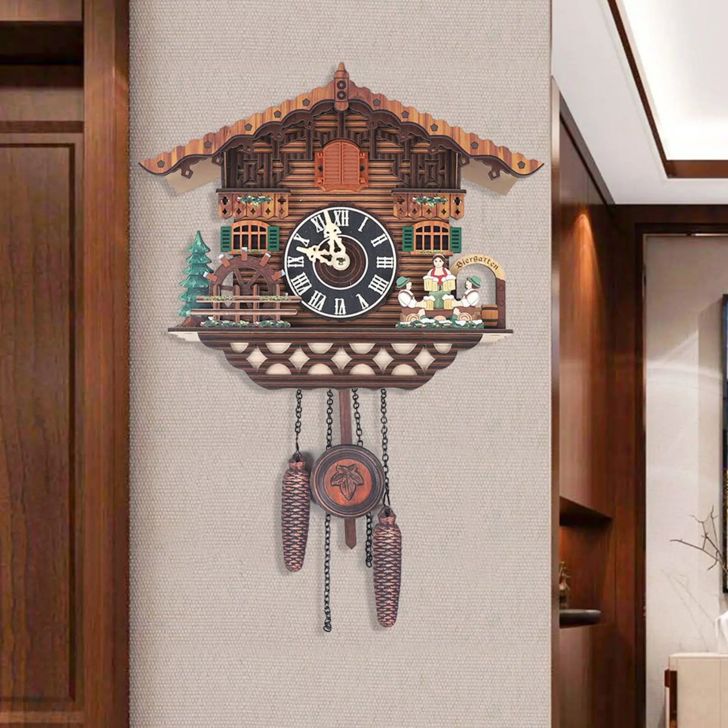 Creative Bird Cuckoo Wall Clock with Swing & Auto Wings - Wooden Quartz Home Decor, Battery Operated (RC-02)
