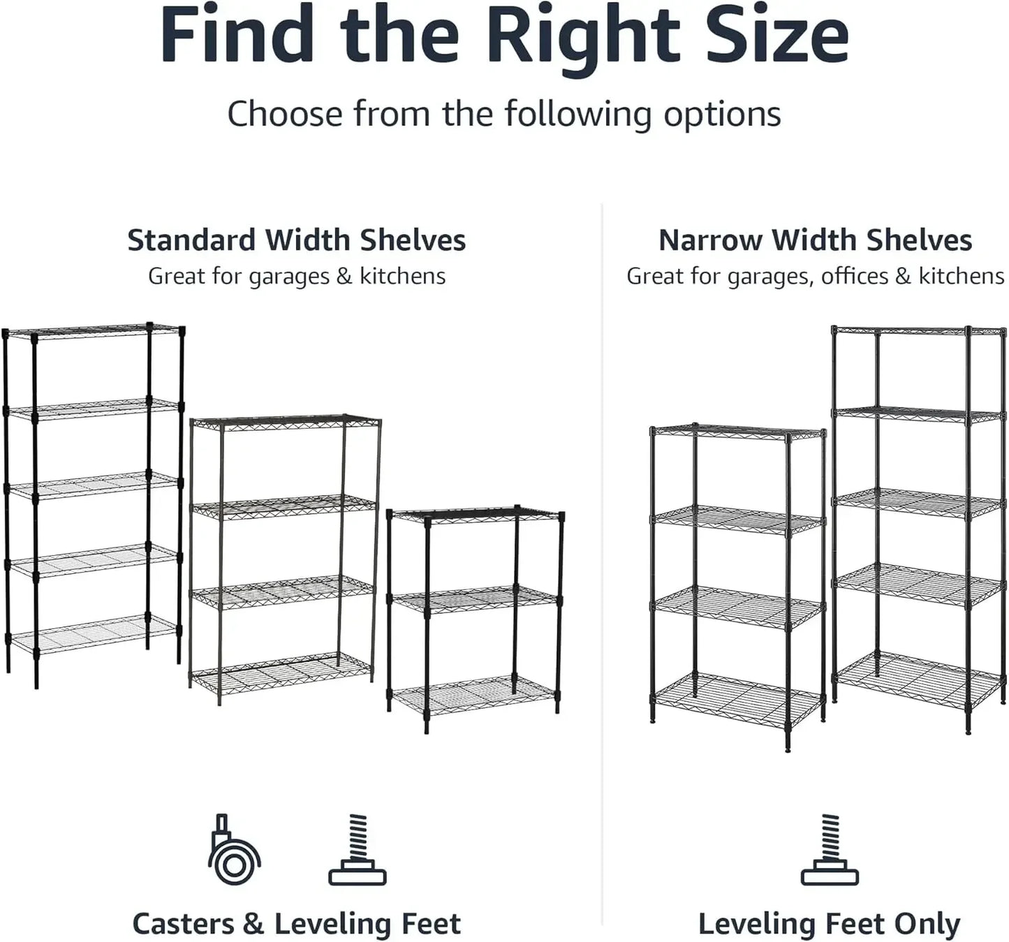 4-Shelf Adjustable, Heavy Duty Storage Shelving Unit on 3'' Wheel Casters, Metal Organizer Wire Rack, 36" L x 14" W x 57.75" H
