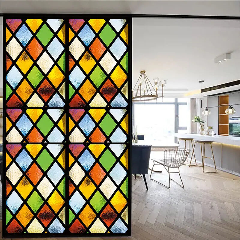 3D Color Static Clings Privacy Window Film Vinyl No Glue Static Cling Frosted Glass Decorative Window Sticker Window Film
