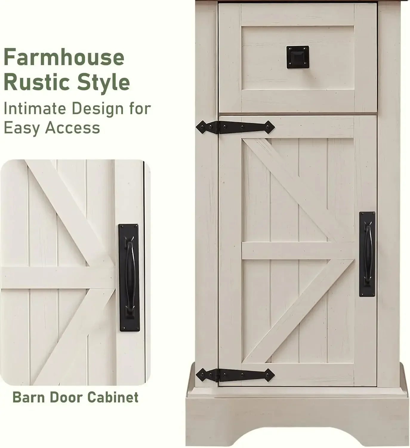 Bathroom Storage Cabinet, Farmhouse Storage Cabinet with Adjustable Shelves & Storage Drawer, Tall Linen Tower for Bathroom