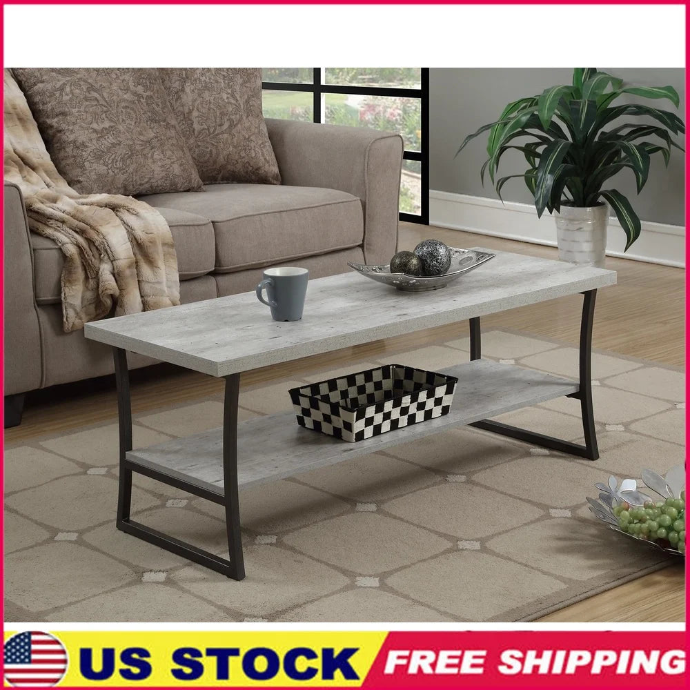 X-Calibur Coffee Table with Bottom Shelf Durable Metal Frame Quick Assembly Multiple Finishes Indoor Storage Display Home Decor