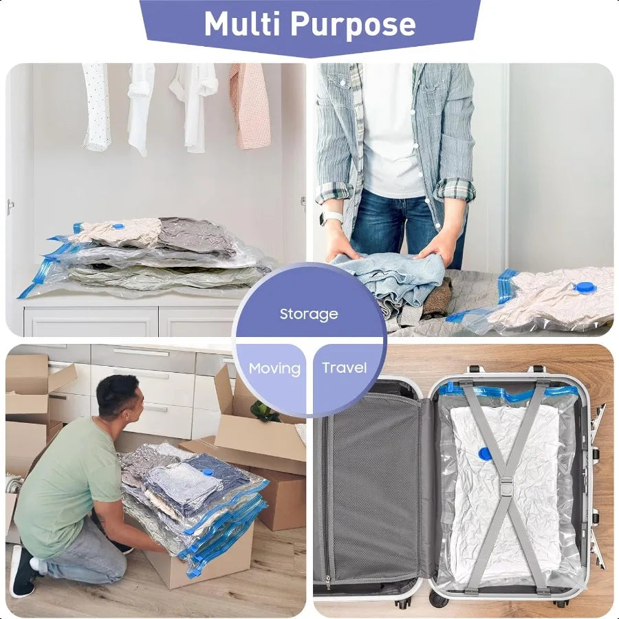10 Pack Jumbo Vacuum Storage Bags with Hand Pump 80 Storage Space Saving Sturdy LeakFree Space Saver Vacuum Seal Bags for Cloth