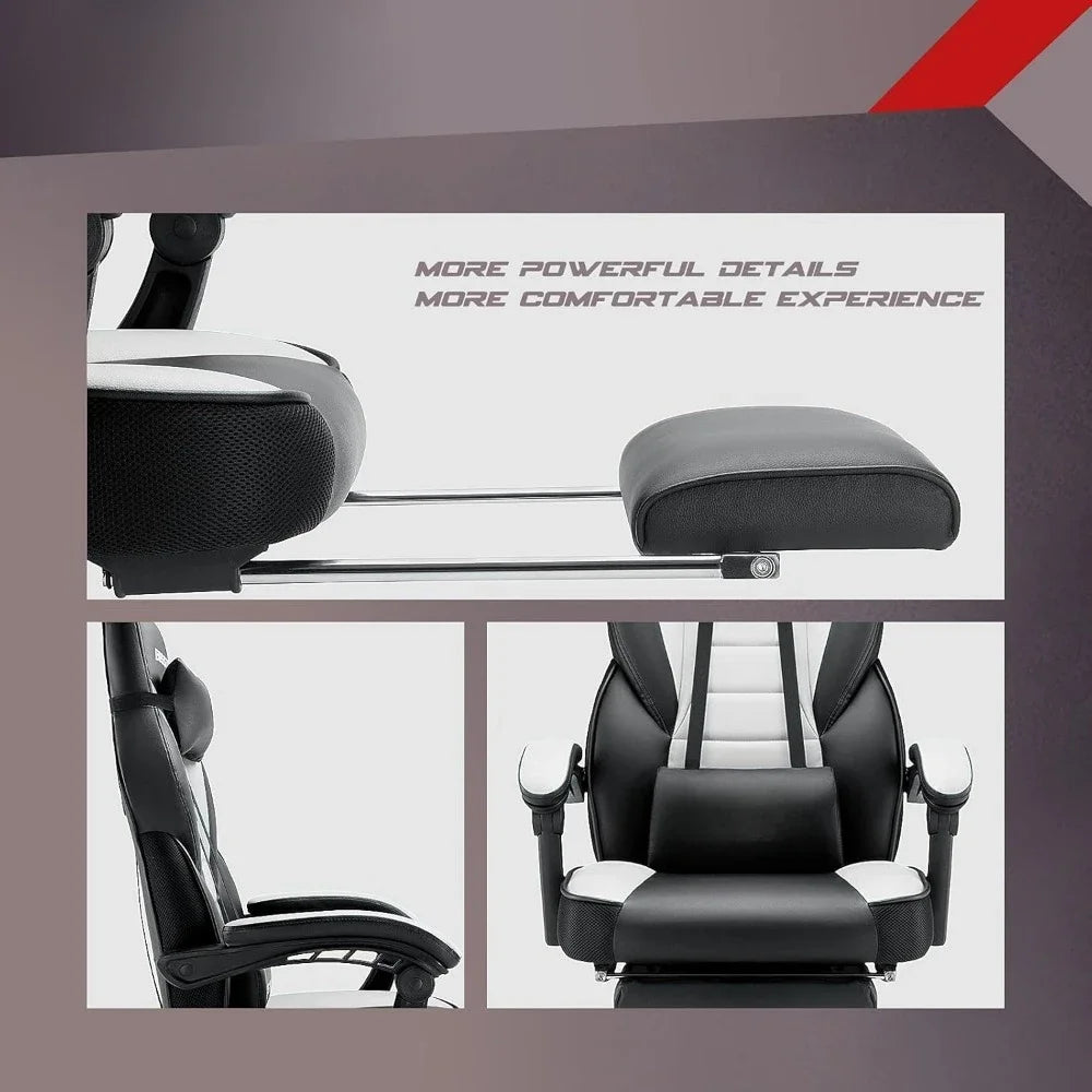 Gaming Chair with Footrest and Massage, Big and Tall Gaming Chair for Adults, Ergonomic Heavy Duty Gaming Chairwith Large Size