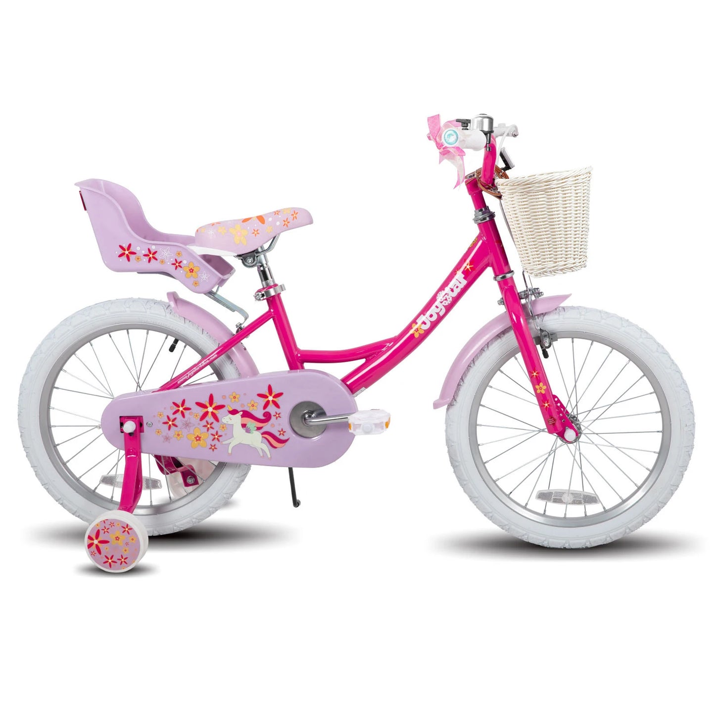 JOYSTAR Kids Bike for Girls Ages 2-9 Years Old, 12 14 16 18 Inch Kids Bike with Training Wheels, Doll Seat, Streamers and Basket