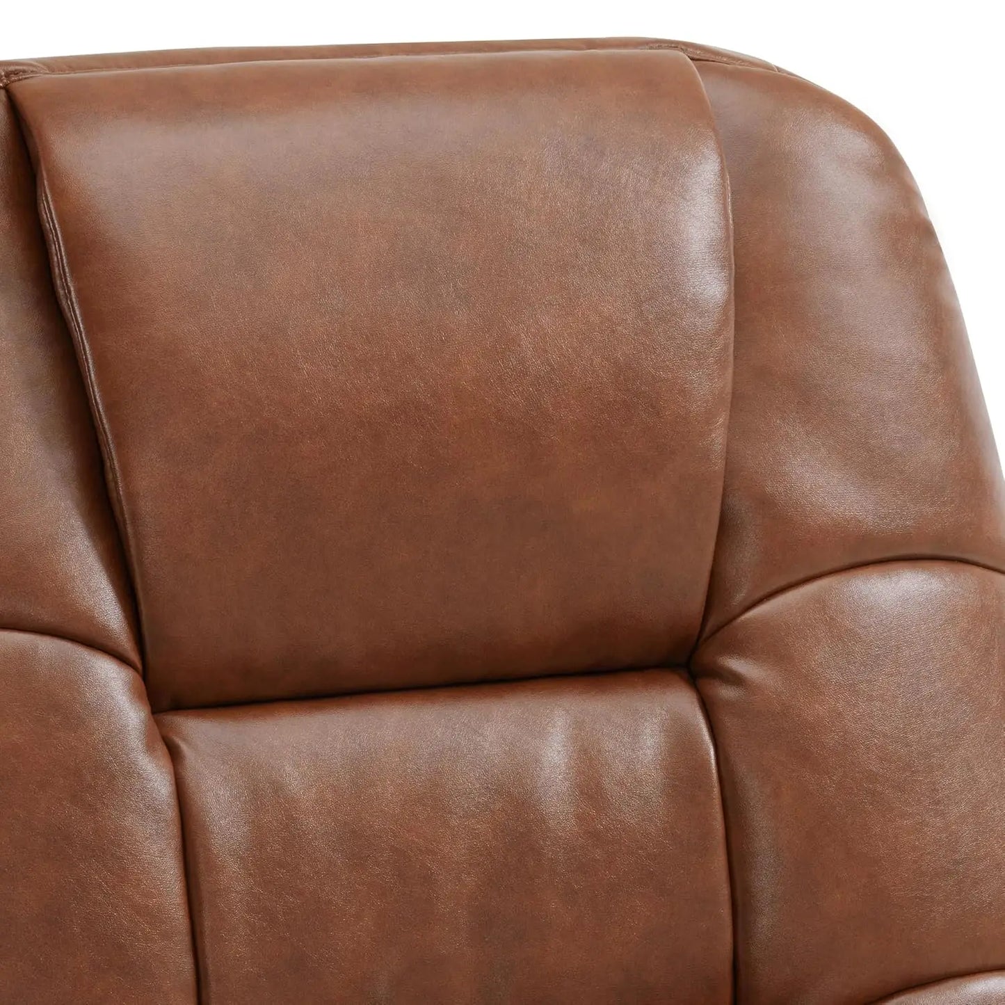 Swivel Glider Recliner Chair with Ottoman, Adjustable Back Faux Leather Lounge, Living Room Bedroom, Brown, Customized