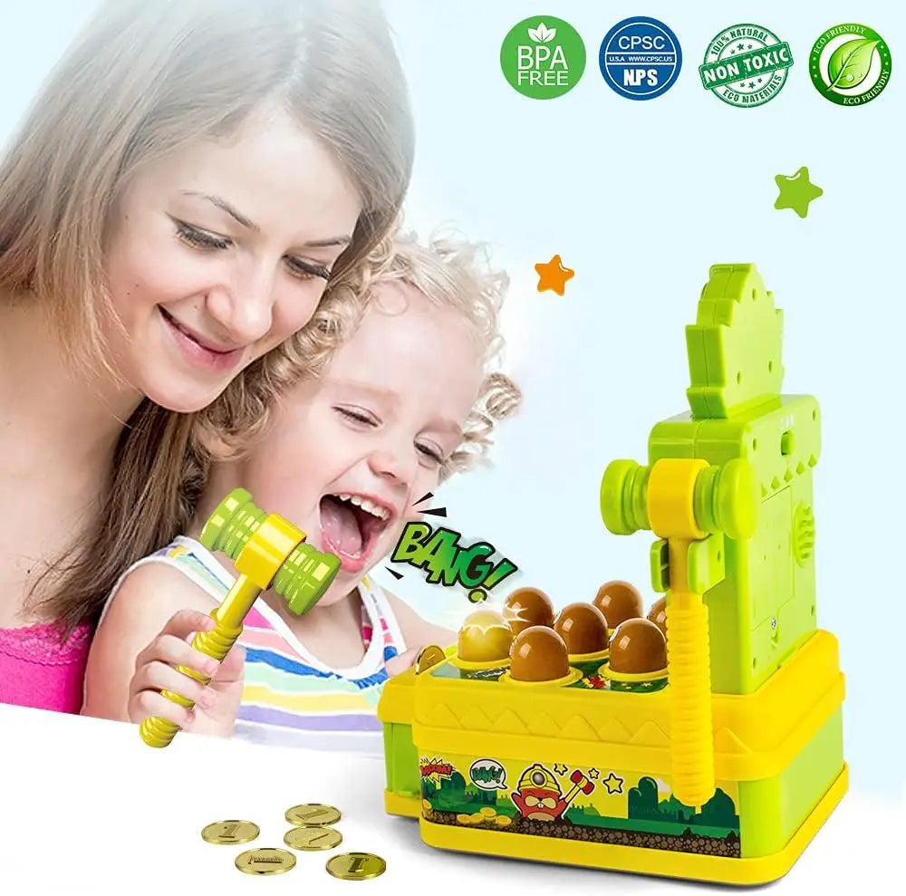 VATOS Mini Coin Operated Arcade Game Bank with 2 Hammers, Interactive Electronic Developmental Toy for Kids Ages 3-6