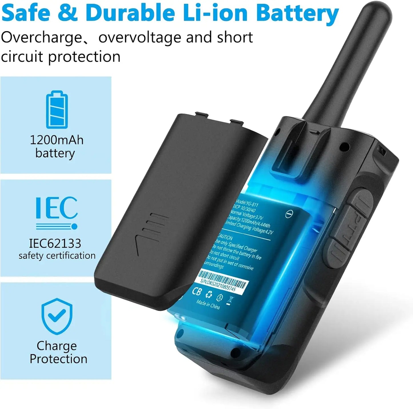 AWANFI Walkie Talkies 3 Pack Rechargeable with 1200mAh Li-ion Battery for Kids, Walky Talky for Camping Adventure Gift