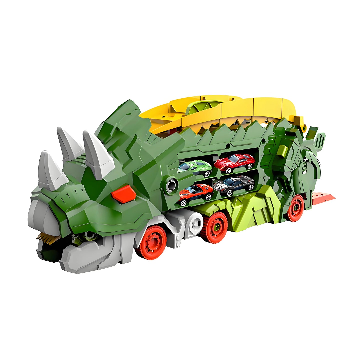 Children's Dinosaur Throwing Car Toy Triceratops Sliding Track Alloy Deformation Tyrannosaurus Rex Play Vehicle Model