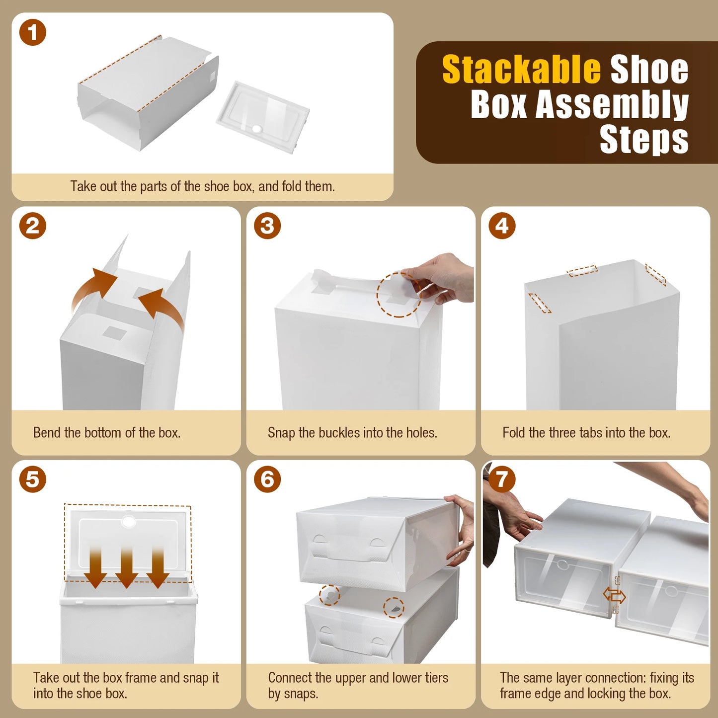 20/24PCS Foldable Storage Home Clear Organizer Rack Plastic Shoe Box Set White New