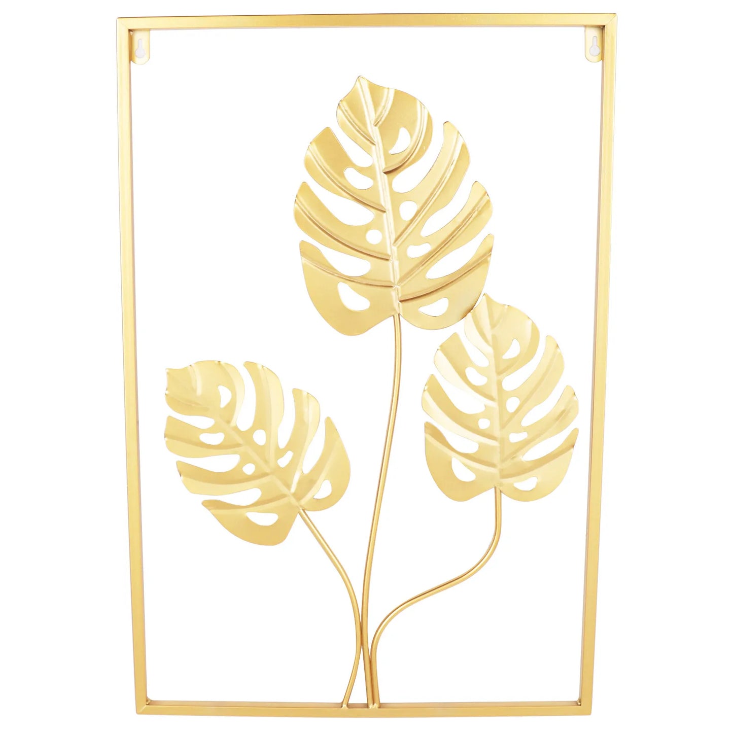 3-Piece Gold Leaf Wall Art Set, 3D Hollow Iron Panel Decor, Modern Abstract Leaf Design for Living Room Bedroom