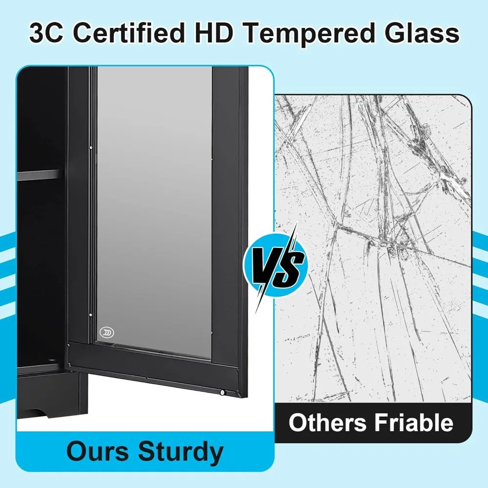 71" Glass Display Cabinet with Lock,Curio Cabinet with Glass Doors, Metal Display Case with 4 Adjustable Shelves