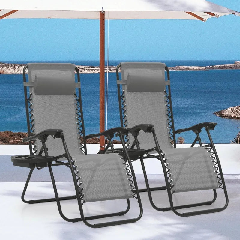 Zero Gravity Chairs Set of 2 Outdoor Folding Patio Lounge Chairs for Outside Reclining Lawn Chairs Recliner Beach Chai