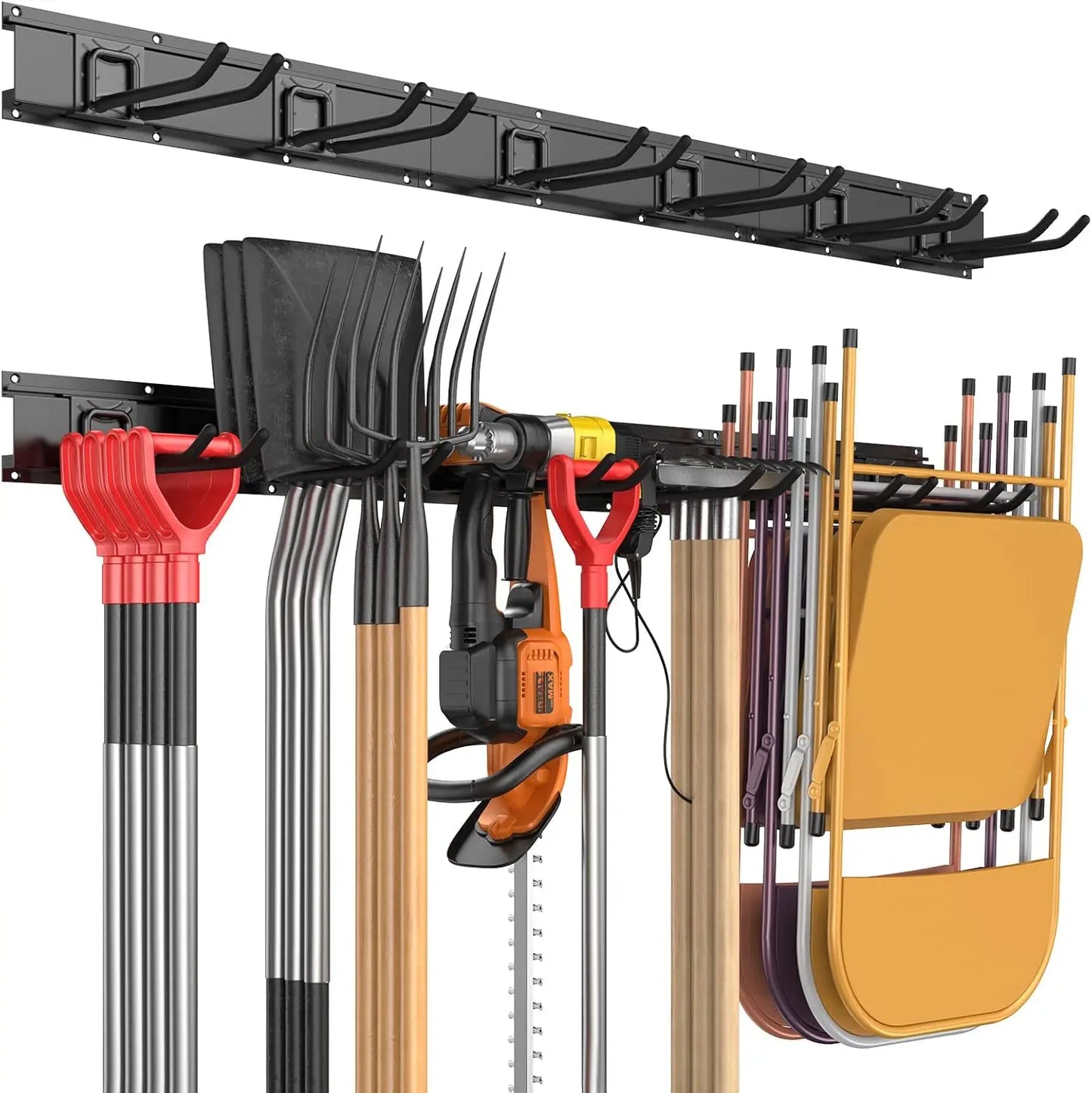 Rack, 48 Inch Heavy Duty Garage Wall Organzier, 13Pcs Adjustable Garden Tool Organizer for Garage Storage Organizat