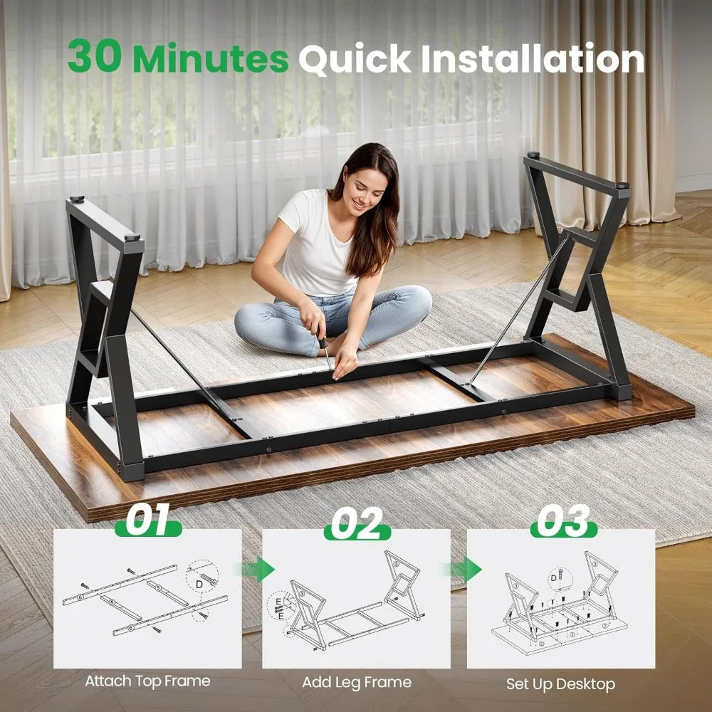 70.8" Large Executive Desk - Computer Office Desk Workstation, Modern Business Writing Table with Sturdy Metal Legs for Home Off