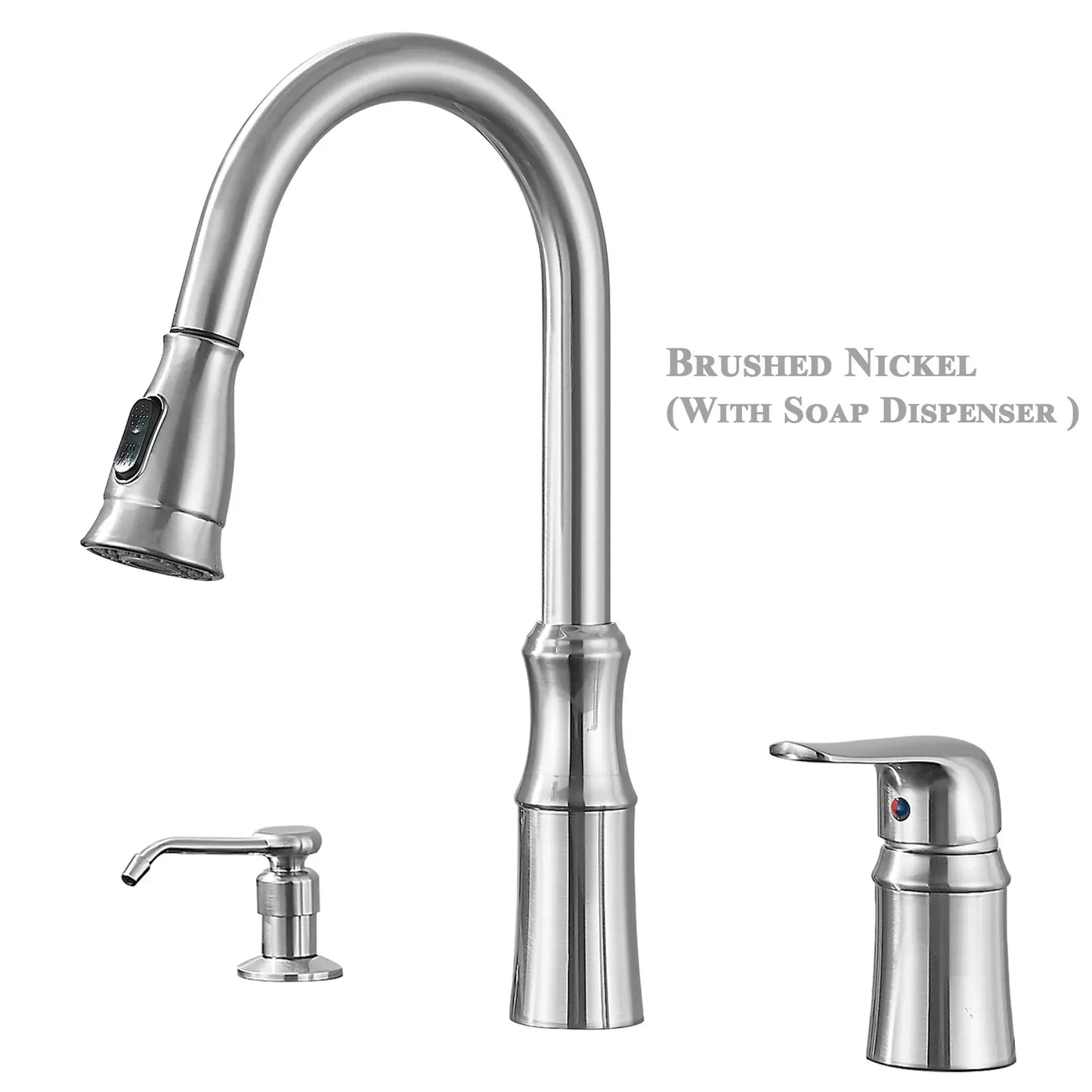 Matte Black Kitchen Sink Faucet with Pull Down Sprayer 1 Handle 2 Hole Mixer Tap Hot and Cold Taps