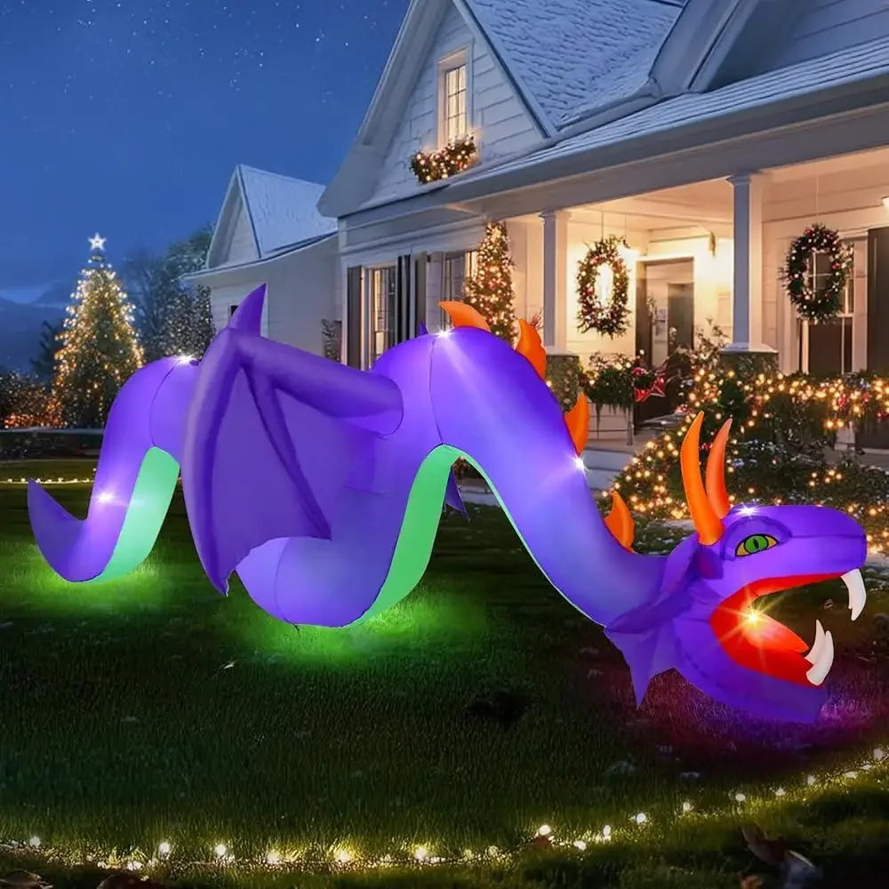 12FT Inflatable Dragon Yard Decor Chinese New Year Halloween Christmas Outdoor Decoration Lighted Blower Waterproof