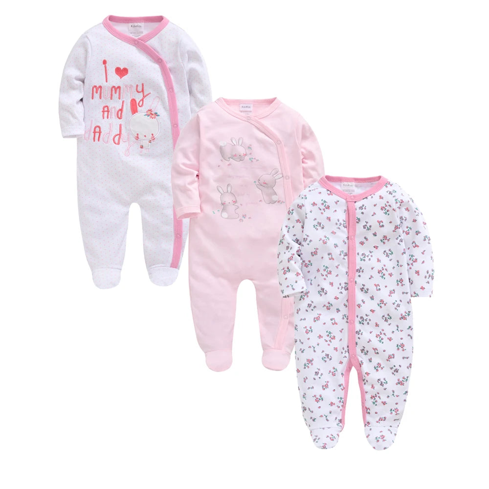 Baby Cotton Polka Dot Romper Set Long Sleeve Newborn Jumpsuit 0 To 12 Months