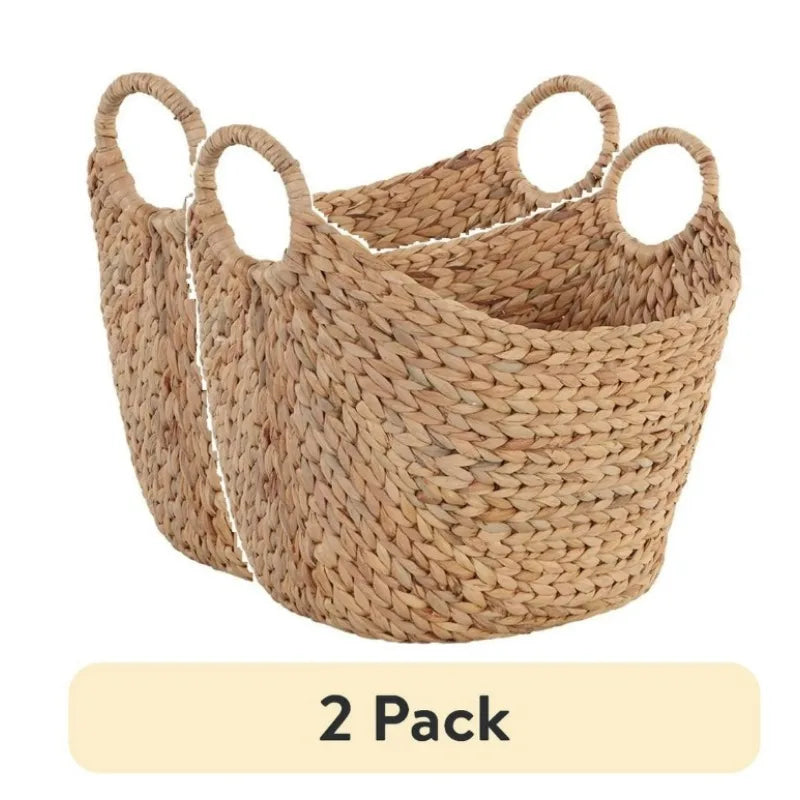 Oversized Water Hyacinth Boat Storage Organizer, Durable and Simple, Can Be Used to Store Toys, Blankets or Magazines