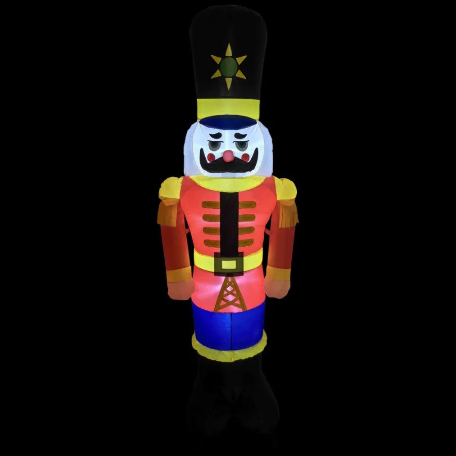 Lighted Inflatable Nutcracker Soldier Outdoor Christmas Decoration for Holiday Yard Display 6.25' Tall Animated Figure with Bri