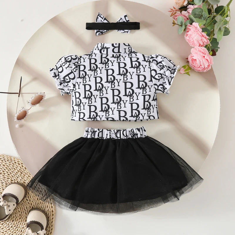 Toddler Girls 2-piece Set Floral Print Top with Ruffle Shorts and Matching Headband Summer Outfit for Baby Girls