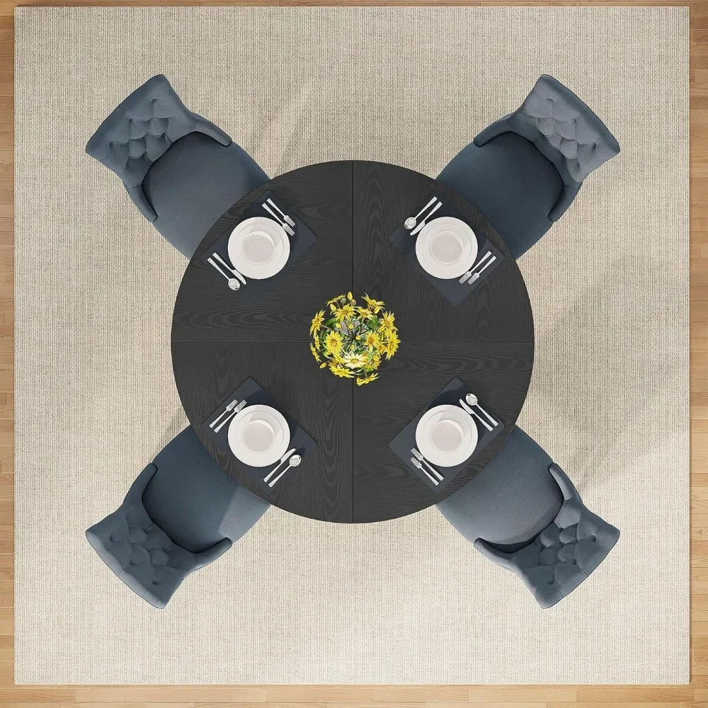 Round Dining Table Wood Kitchen Table for Dining Room, 47 in Dinning Room Tables for 4 Man, Farmhouse Dinner Table with Wooden