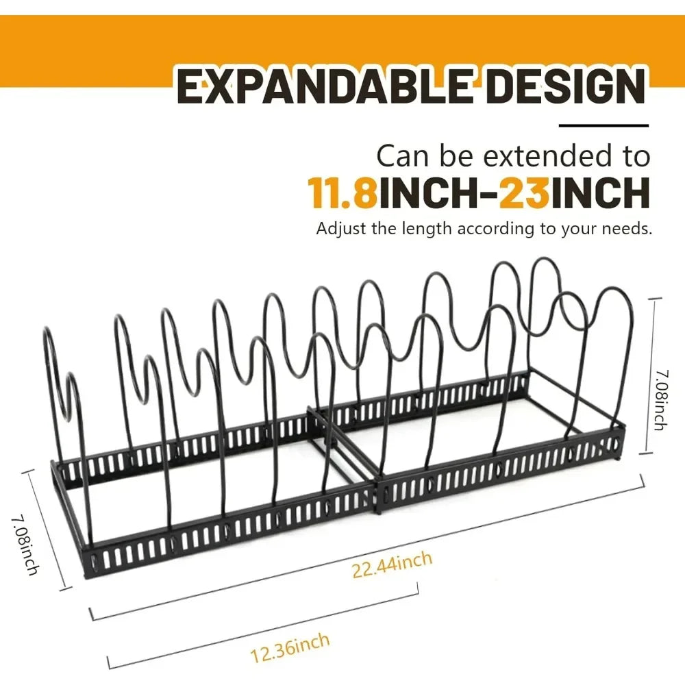 2 Pack Expandable Pot Lid Rack Organizer, Pans Organizer Rack, Pots and Pans Organizer Rack Cookware Set Organizer