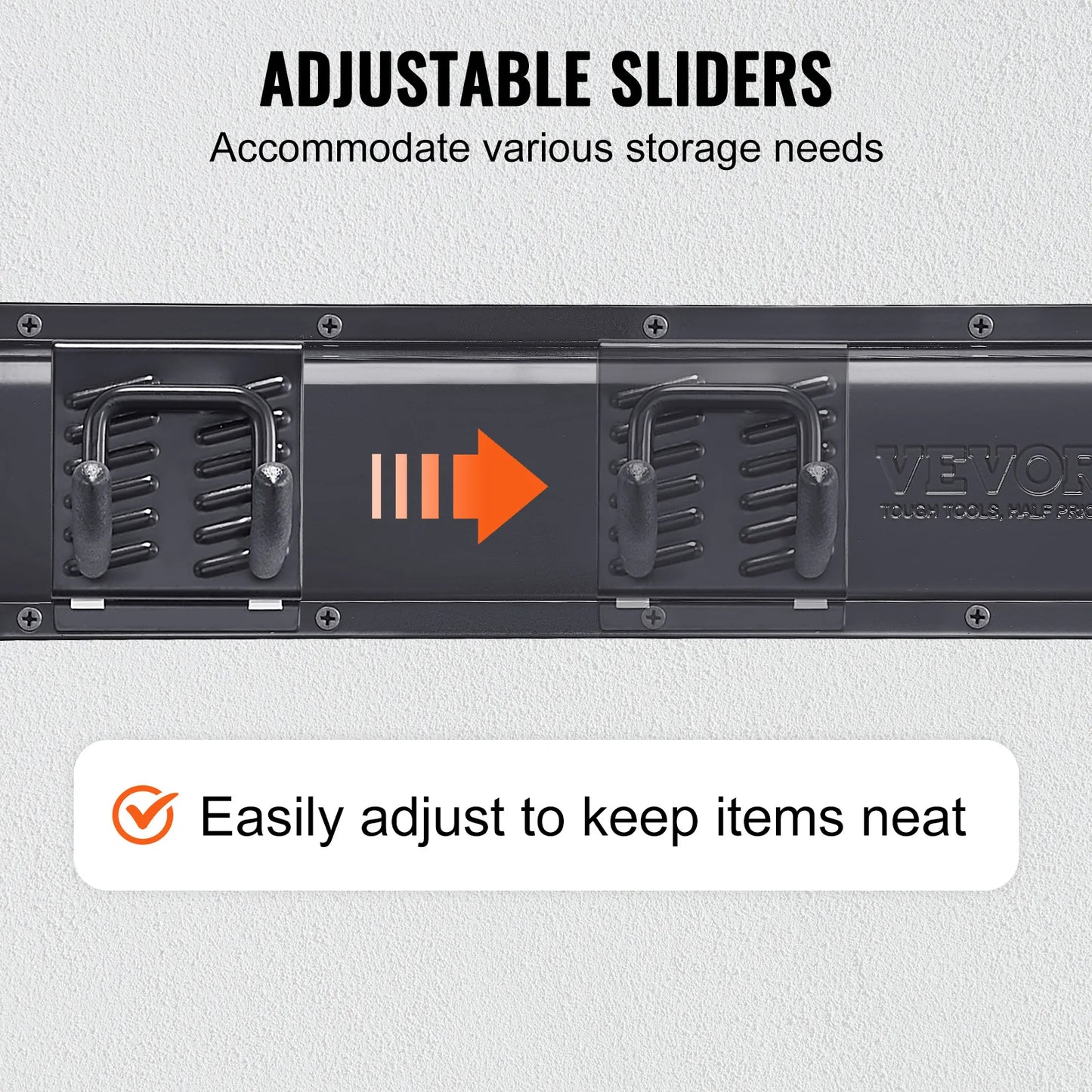 SucceBuy Garage Tool Organizer Wall Mount Yard Garden Heavy Duty Storage Rack W/ Adjustable Hook Rails for Shovels Trimmers Hose