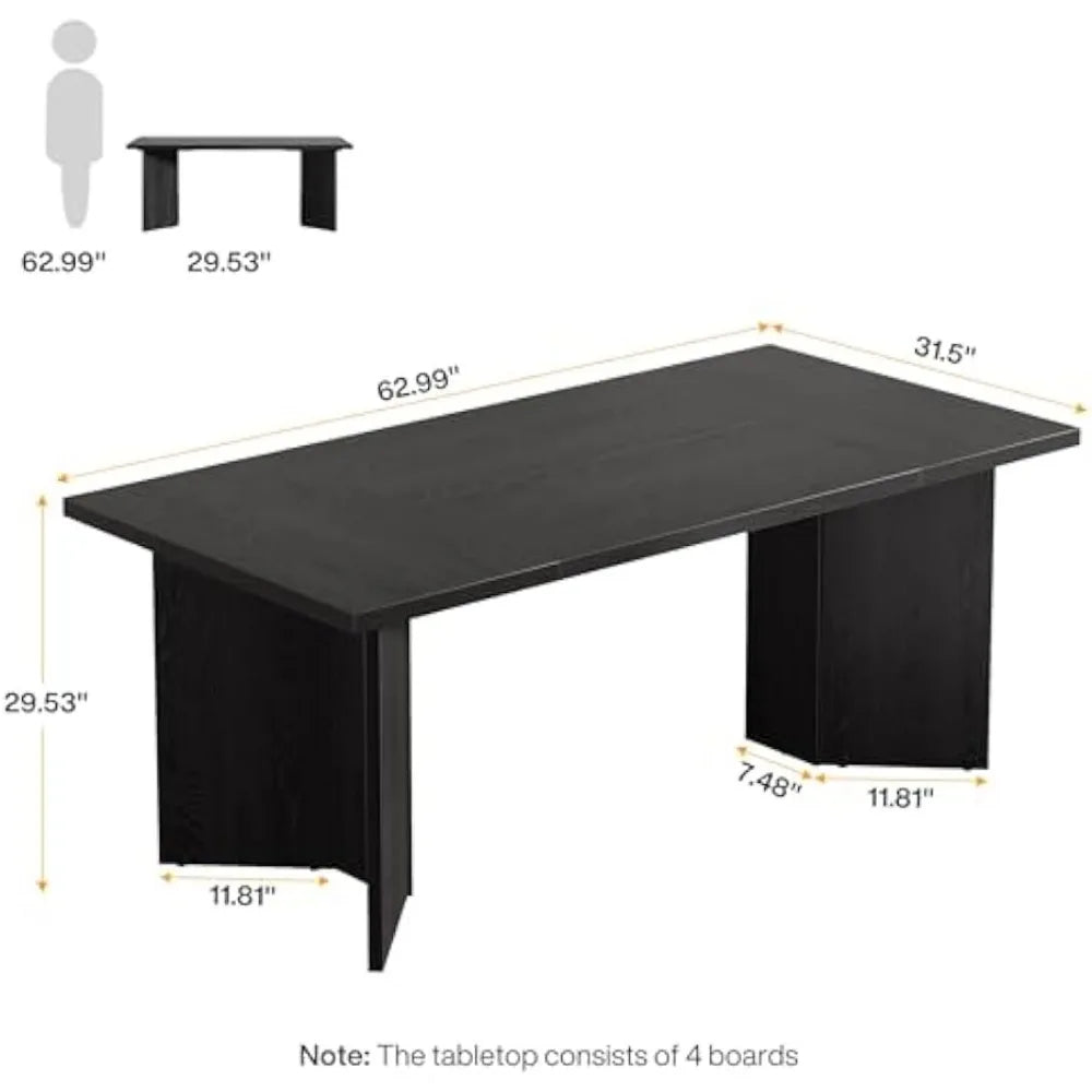 63-Inch Executive Desk, Modern Office Computer Desk with Double Pedestal, Simple Workstations Writing Table Conferenc