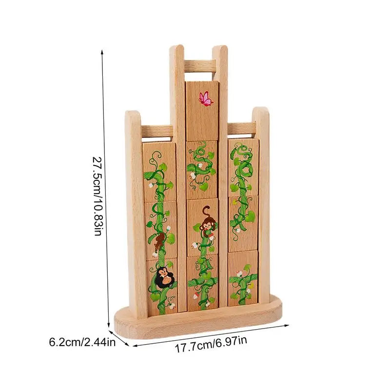 Building Blocks Puzzles Toy Colorful Jigsaw Puzzles Set With Cards Wooden Kids Travel Games Preschool Educational Activity For