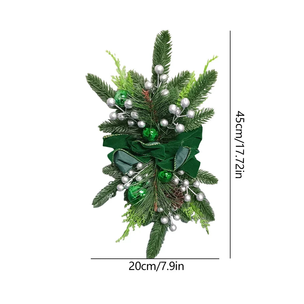 Christmas Wreath Pendants Hanging Stairs Garland Xmas Decoration Christmas Wreath Hanging Pendant for Holiday Wall Door With LED