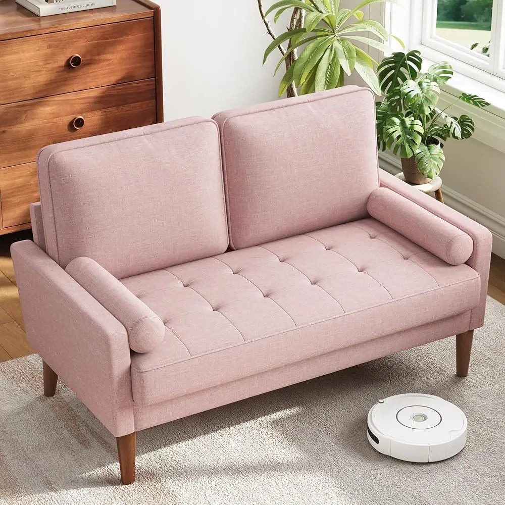 Loveseat Sofa with Throw Pillow, 48" Small Couches, Love Seat for Living Room, Bedroom, Easy Assembly, Living Room sofa