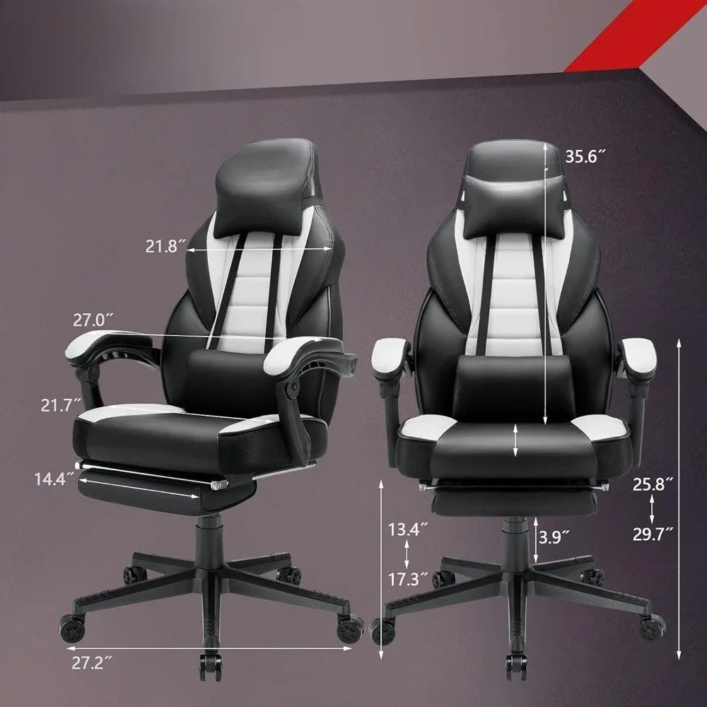Gaming Chair with Footrest and Massage, Big and Tall Gaming Chair for Adults, Ergonomic Heavy Duty Gaming Chairwith Large Size