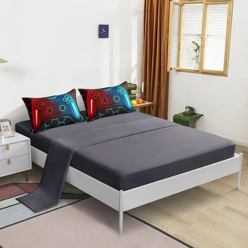 6 Pieces Gaming Bedding Set Queen Size for Boys Gamer Comforter Set for Boys Girls Kids Teens 6 Piece Bed in A Bag Video Game Be