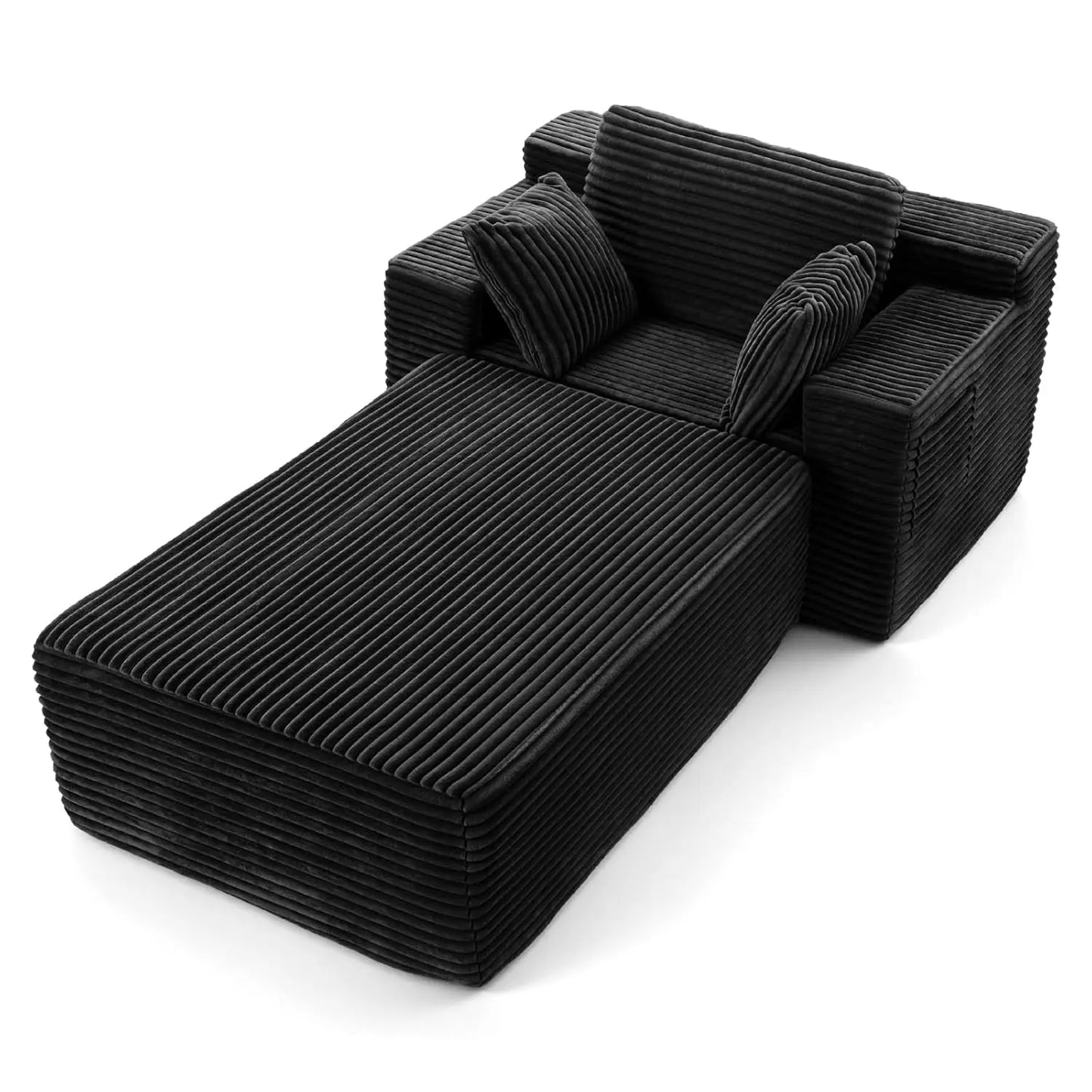 Boneless Chaise Lounge, 75" Oversized Chase Lounger Chair with Ottoman&Side Pockets, Corduroy Deep Seat Couch for, Customized