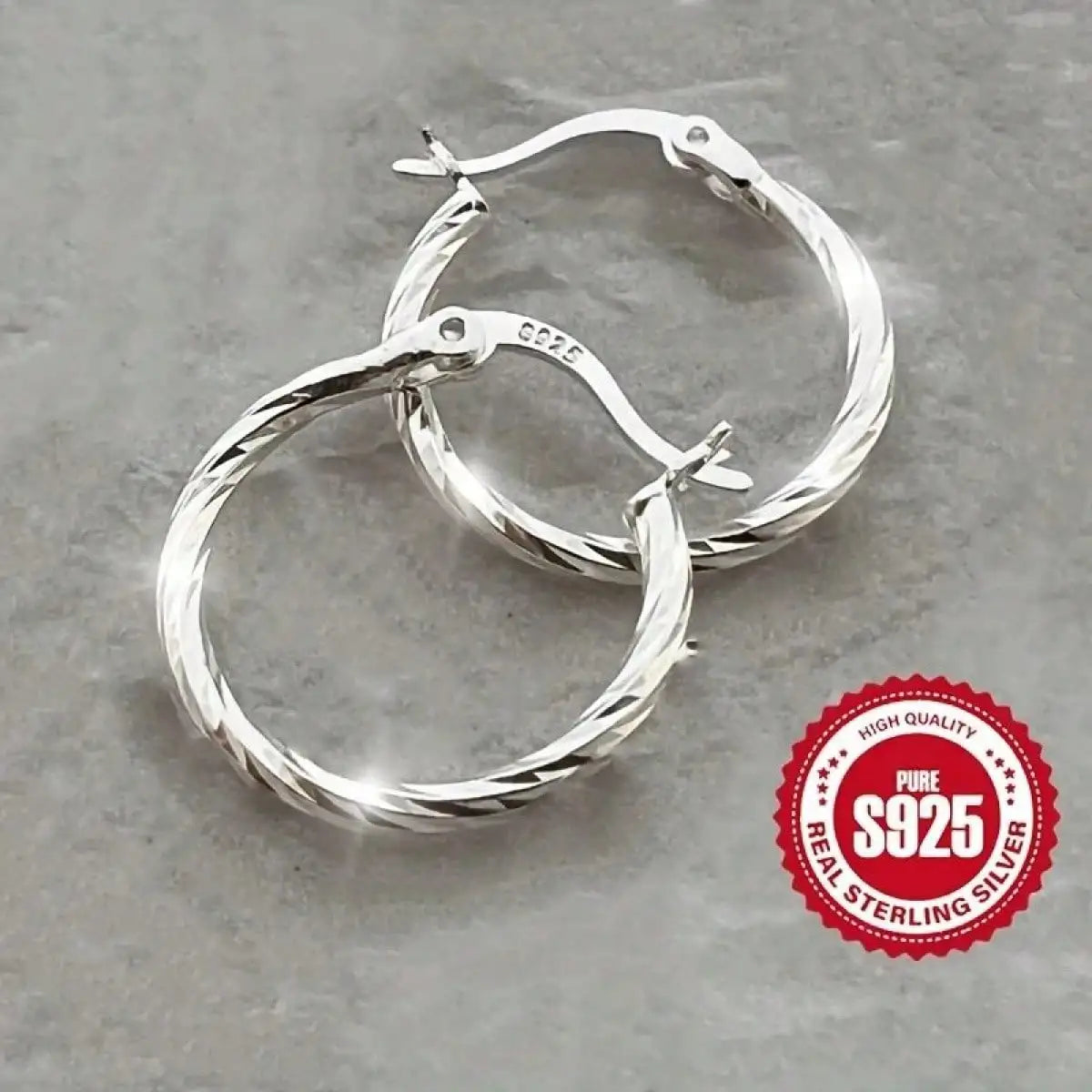 Hypoallergenic Silver Stud Earrings for Women - Lightweight Twisted Circle Design, Comfortable Mother's Day Gift Idea