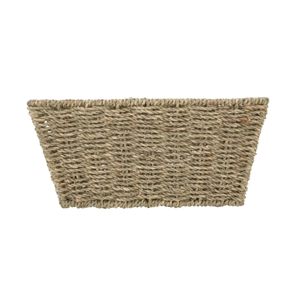 3 Pack Handwoven Seagrass Storage Baskets Rectangle Versatile Natural Color Perfect Toiletries Accessories Gift Giving