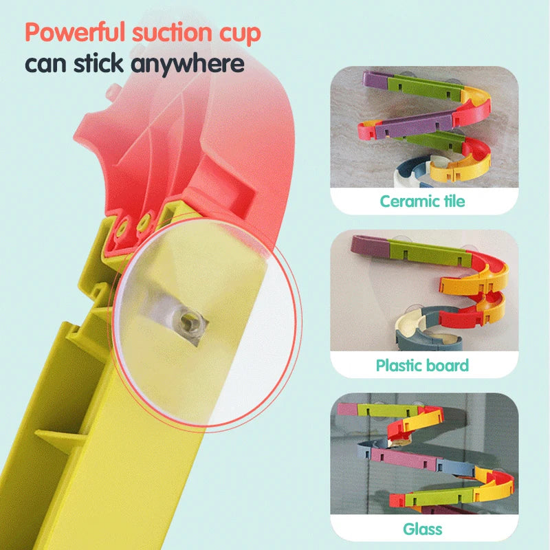 86Pcs Baby Bath Toy Diy Marble Run Suction Cups Waterwheel Set Assembling Track Bathroom Bathtub Kids Water Game Toy for Toddler