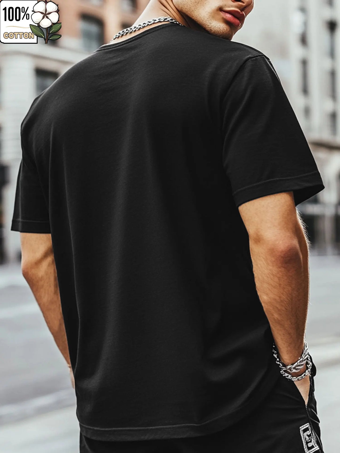 Printed Round Neck Short Sleeve Guitar T-Shirt Men's Fashion Casual Summer Spring Outdoor Versatile and Letter Print